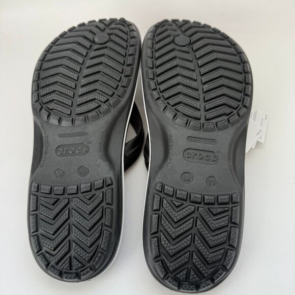 NWT Crocs Crocband Flip Black White Stripe Men's 11 Women's 13 - Picture 5 of 11